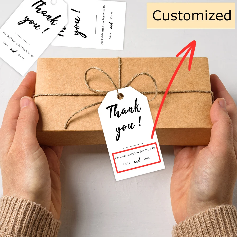 40 шт. открытки с благодарностью на заказ, персонализированные подарочные бирки, этикетки для вечеринок, идеально подходят для юбилеев, выпускников, свадеб