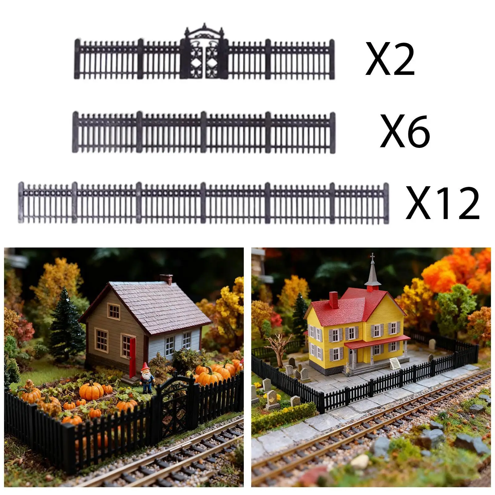 ชุดรั้วประตู HO Scale 1:87 สำหรับประกอบเอง รั้วบ้านพักตากอากาศ ชุด 20 ชิ้น ของตกแต่งฉากจำลองขนาดเล็กสำหรับโต๊ะทราย ไดโอรามา DIY