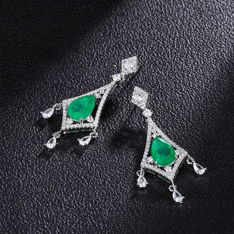 Hot-selling European and American style retro new colorful gemstone earrings, creative and elegant women's earrings, size 8*12