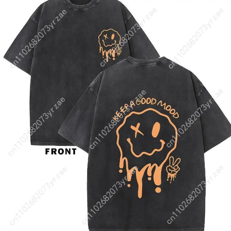 

Keep A Good Mood Retro Tshirt Man Woman High Quality Vintage T Shirt Cotton Short Sleeves Fashion T-shirt Soft Breathable Tops
