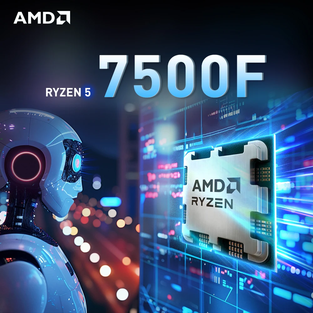 معالج AMD Ryzen 5 7500F جديد 6-Core 12-Thread L3=32M DDR5 3.7 جيجا هرتز R5 7500F 5NM مقبس AM5 65 وات ولكن بدون مبرد