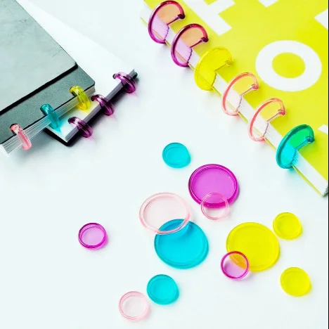 

100pcs 19mm Mushroom Hole Binder Disc Plastic Discbound Loose-leaf Transparent Colors Binding Rings Notebook Ring Binding Discs