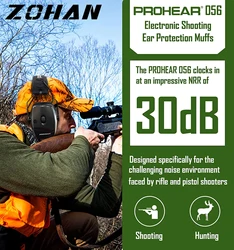 ZOHAN Electronic Headphones for Shooting Anti-noise Hearing Protection Protector Hunting Noise Reduction Earmuffs NRR30db