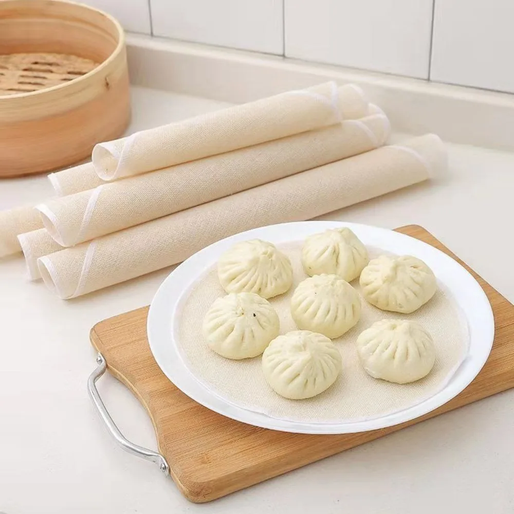 10pcs New Pure Cotton Steamer Cloth Round Reusable Steamed Mat Non-stick Household Drawer Cloth Kitchen Steamer