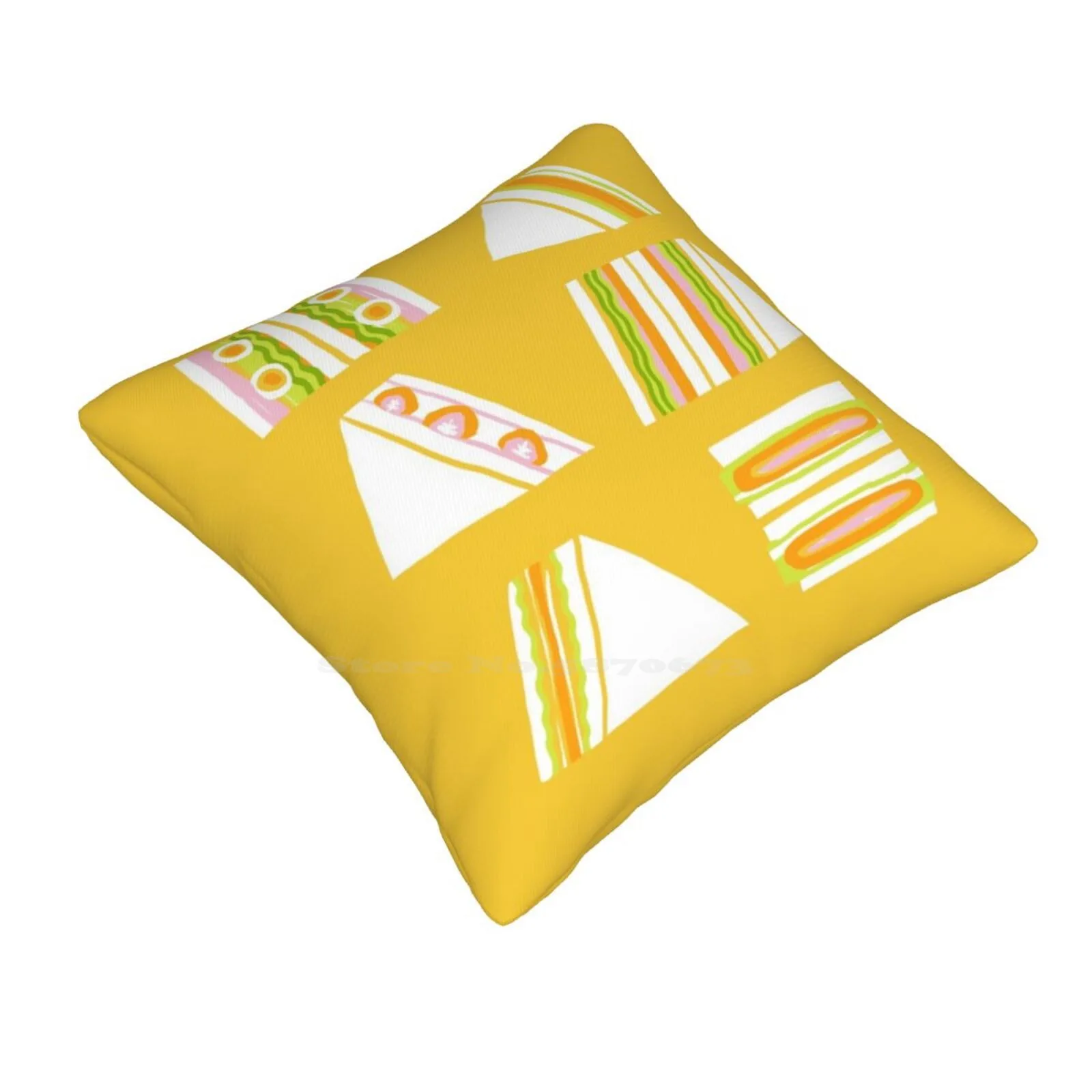 Sandwiches Throw Cushion Pillow Cover Sandwich Snacks Japanese Food Egg Tonkastsu Picnic Pattern Colorful