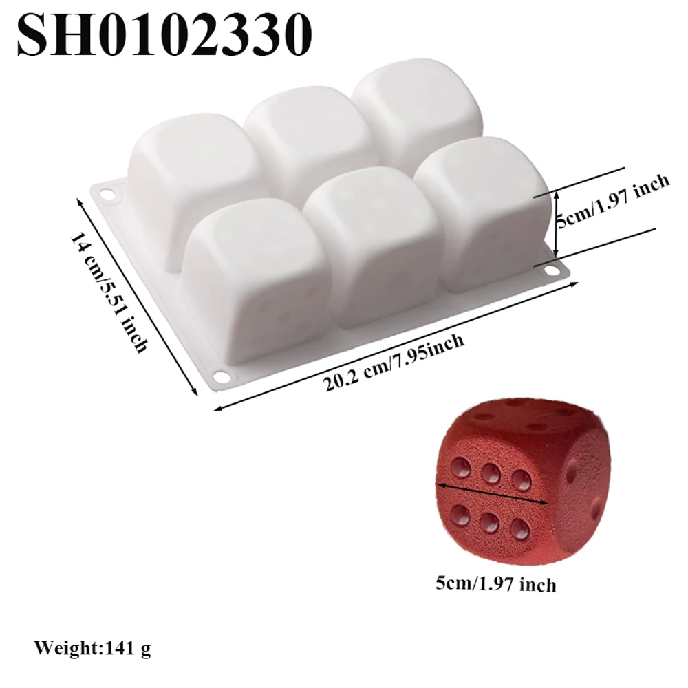 6-Cell Cube Mousse Cake Mould Dice Design Silicone Cake Mold Kitchen Baking Supplies Party Dessert Making Tools Pastry Bakeware