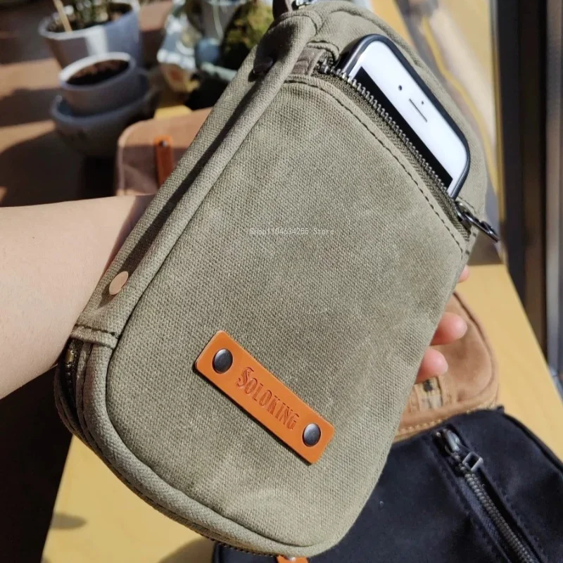 Handmade Canvas Storage Bag Zipper A6 Loose Leaf Notebook Painting Note Taking  Journal  Wallet  Large Capacity Pancake Bag view 4