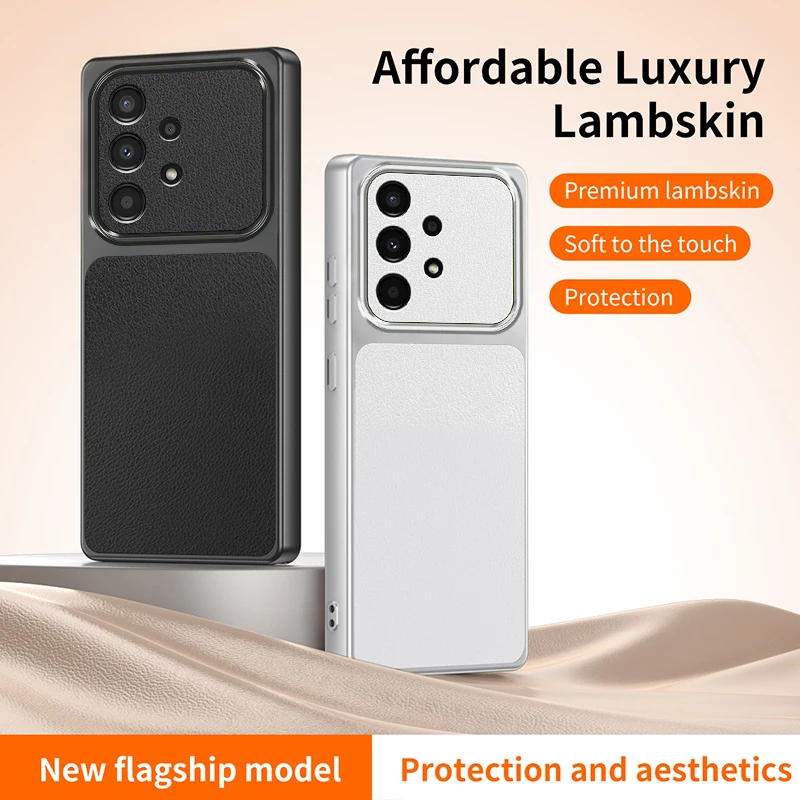 Luxury Soft Silicone Phone Case for Samsung Galaxy A53 A33 A23 5G A32 4G Lychee Grain Original Faux Lambskin Back Cover Carcasas