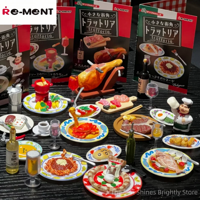 

RE-MENT миниатюрная уличная угловая ресторанная глухая коробка-вкусная пицца, сырное яйцо, коллекционная игрушечная сцена