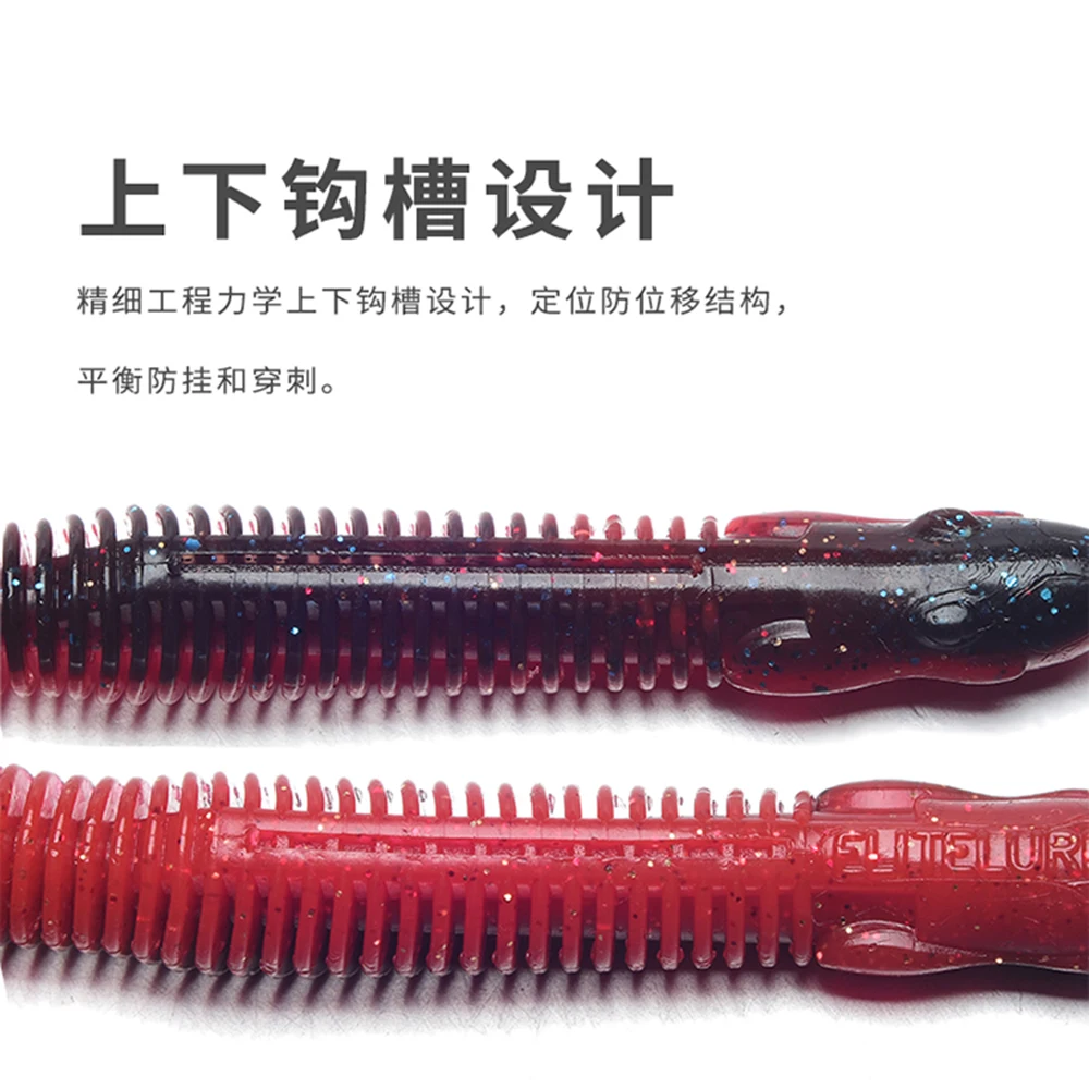 TANTA Soft Lures 63mm 83mm shrimp odor Additive Artificial Rubber Worm Silicone Straight Tail Snood for fishing Wacky Rig Bass