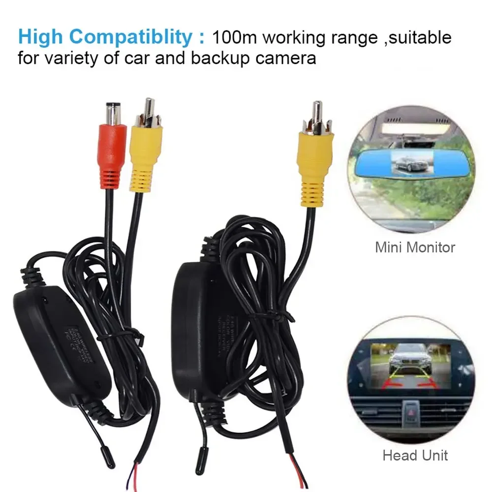 

12V Wireless Module Adapter Receiver Transmitter Kit 2.4Ghz for Car Parking Backup Camera Monitor System Cable Length 1M