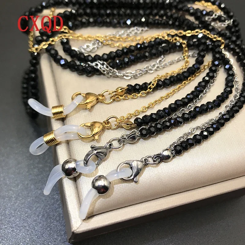 Pulseira de óculos de aço inoxidável de camada dupla com contas de 3mm feminino design original de alta qualidade sem desbotamento acessório de presente casual