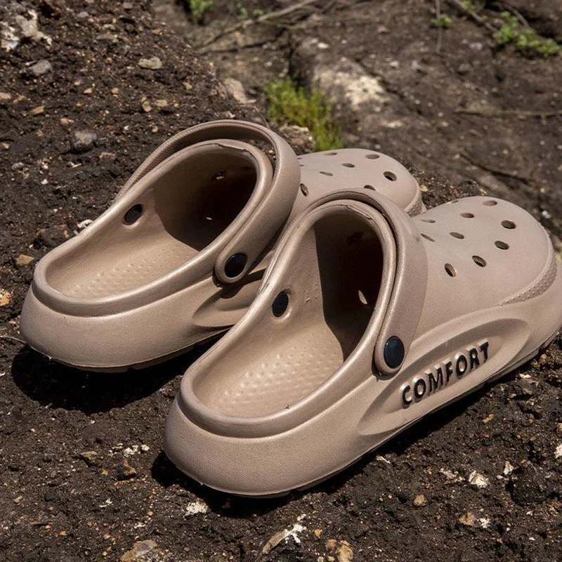 Thick soled perforated shoes for men woman, sandals for wearing, height increasing slippers, hiking beach sandals