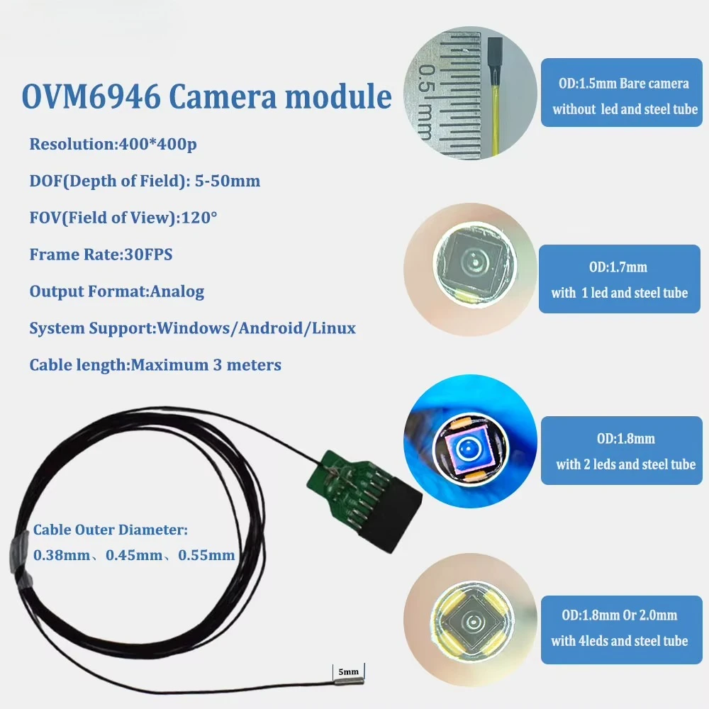 Disposable Medical Mini Ureteroscope  Module 400×400p,interface with support available