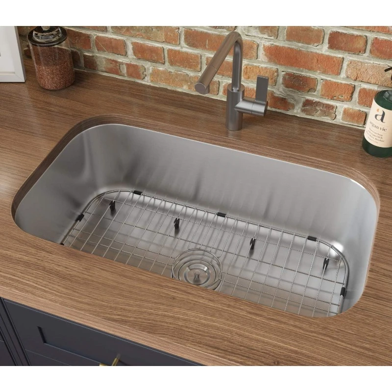 Stainless Steel Kitchen Sink Single Bowl Easy To Clean and Durable Heavy Duty Soundproofing Pad Kitchen Comfortable and Durable