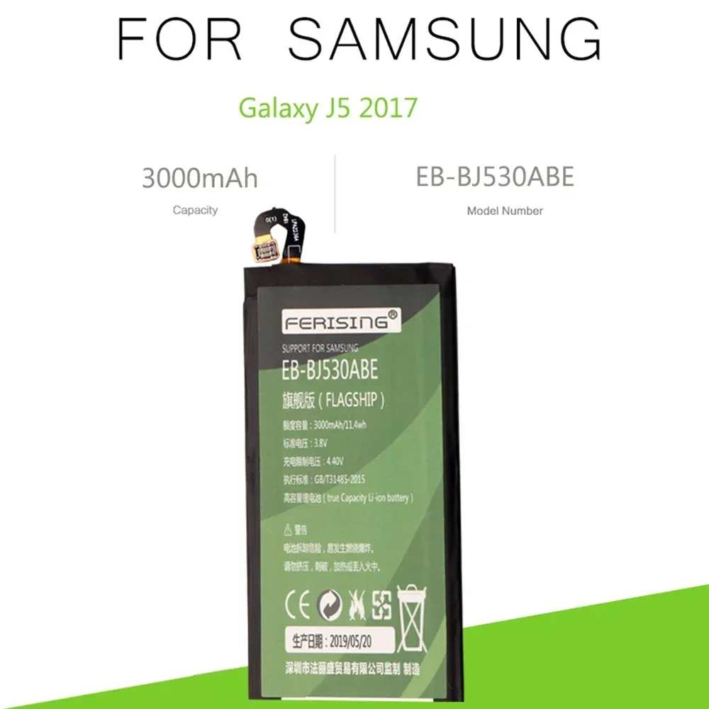 FERISING Orginal EB-BJ530ABE 3000mAh battery For Samsung Galaxy J5 Pro 2017 J530 SM-J530K SM-J530F SM-J530Y/G bateria