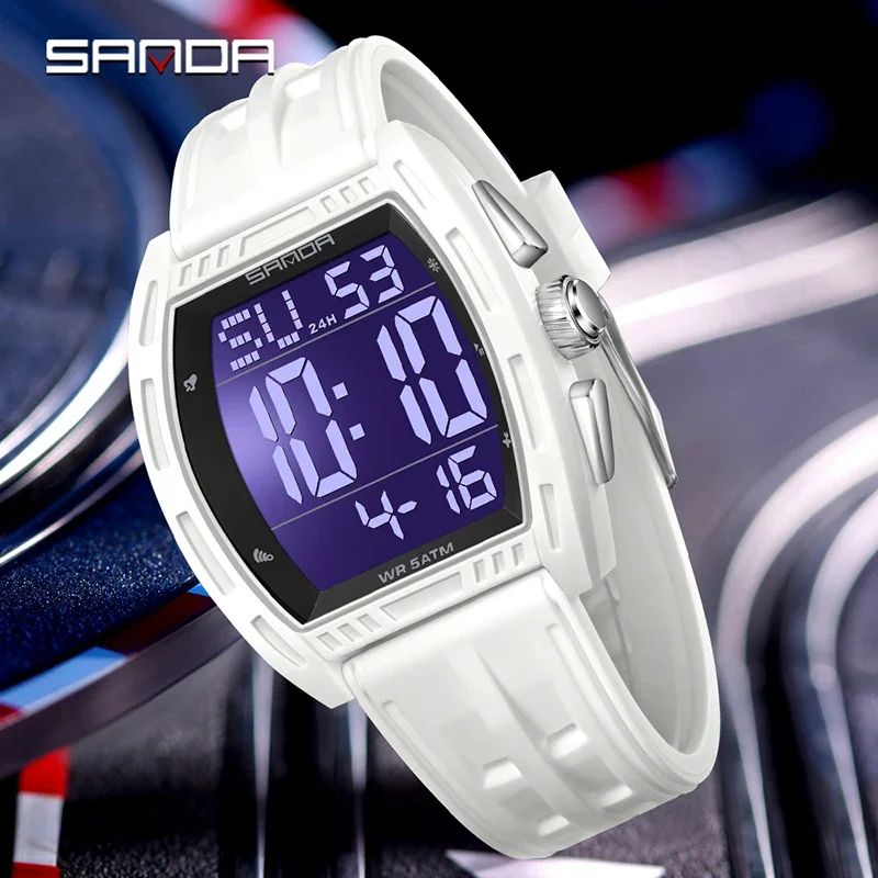 SANDA 6328 Men's Electronic Watches Stopwatch Alarm 5ATM Waterproof Sports Digital Watch for Men Luxury Shockproof Clock Reloj