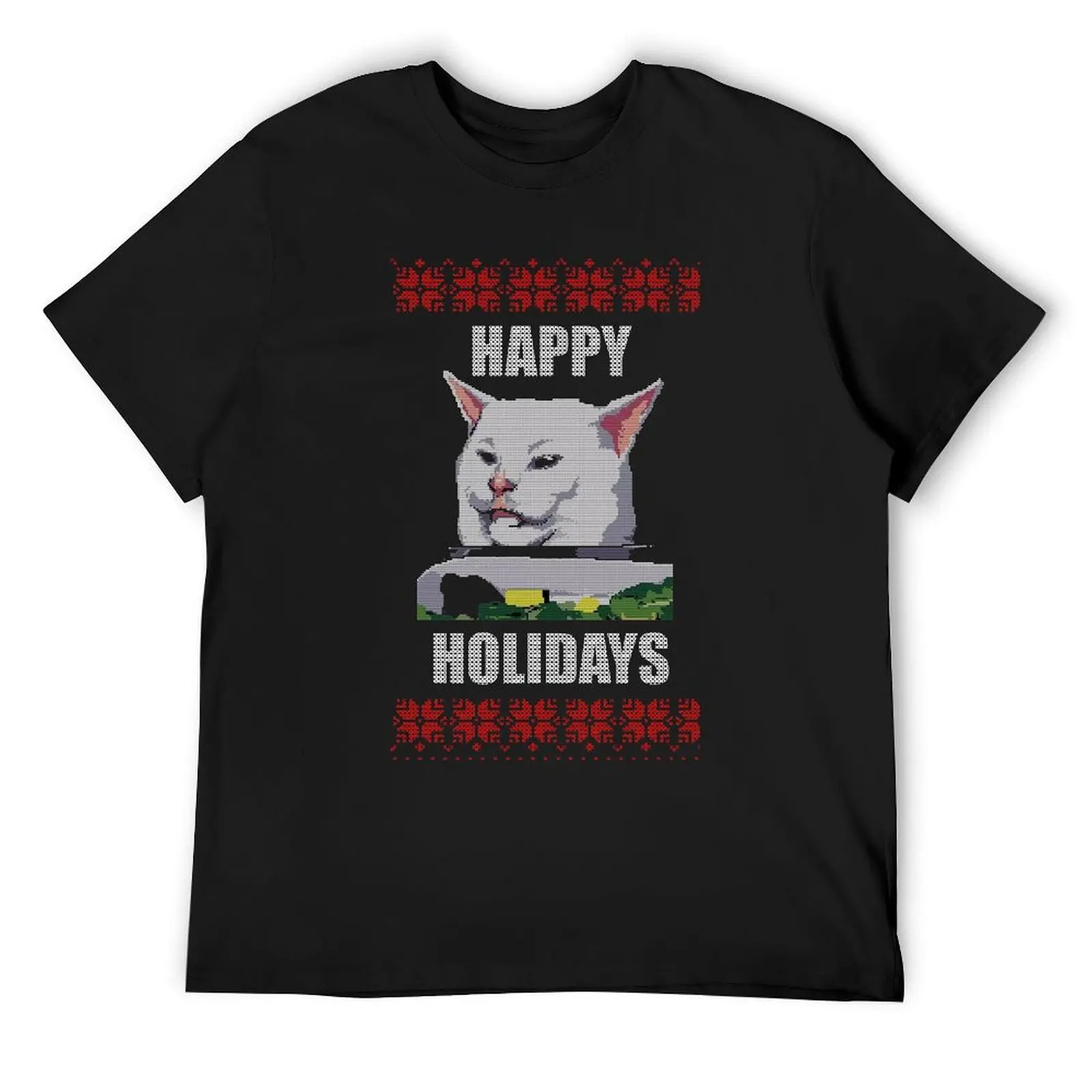 Yelling At Cat Meme - Happy Holidays T-Shirt boys whites designer shirts graphic shirts tshirts for men