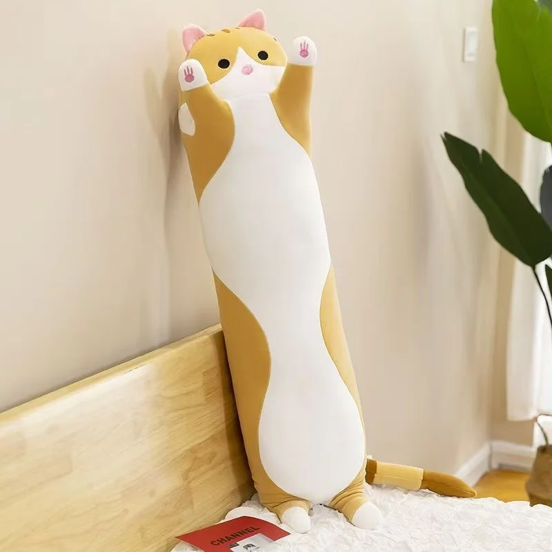 

Милая плюшевая игрушка-кошка 50 см (19,5 дюймов), длинная, розовая, коричневая, серая, спящая кошка, подушка для ног, мягкая игрушка-животное, успокаивающий плюшевый подарок