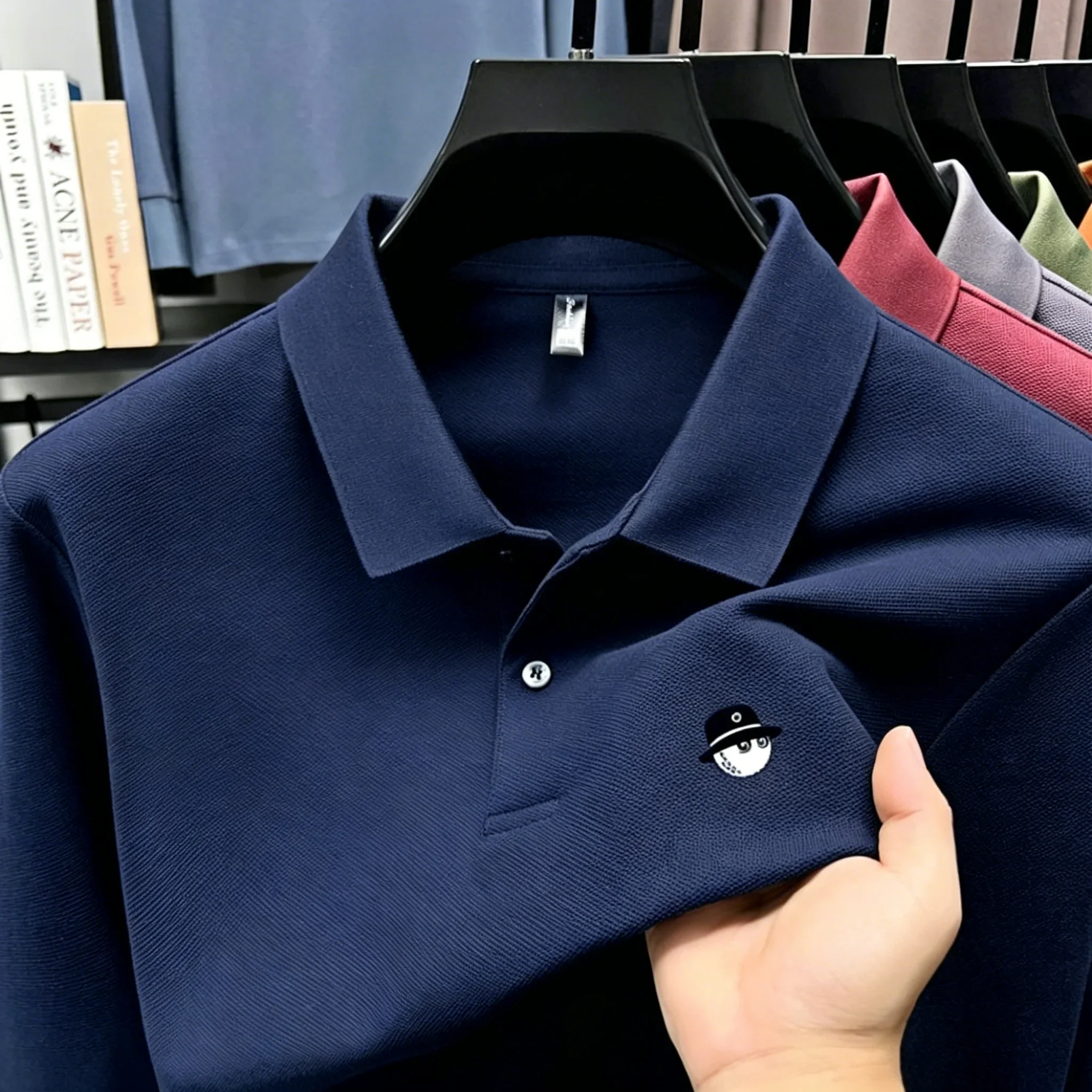 Herren Sommer High-End Golf Kurzarm-Poloshirt mit Kragen, Einfarbig, Atmungsaktiv, Büro-Casual, Hochwertige Herrenbekleidung – Detail 8