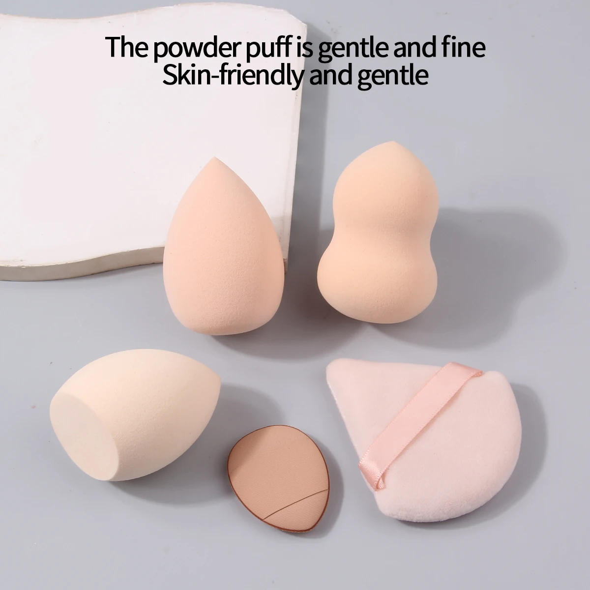휴대용 메이크업 스펀지 파우더 퍼프 5종 세트, 플로킹 삼각형 파우더 퍼프, 메이크업 에그 미니 컨실러 파우더 퍼프