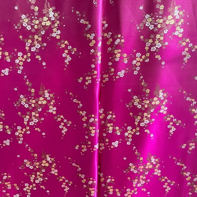 Plum Blossom Brocade Jacquard Fabric By The Meter for Cheongsam Bag Clothes Cushion Diy Sewing Smooth Soft Breathable Cloth Pink