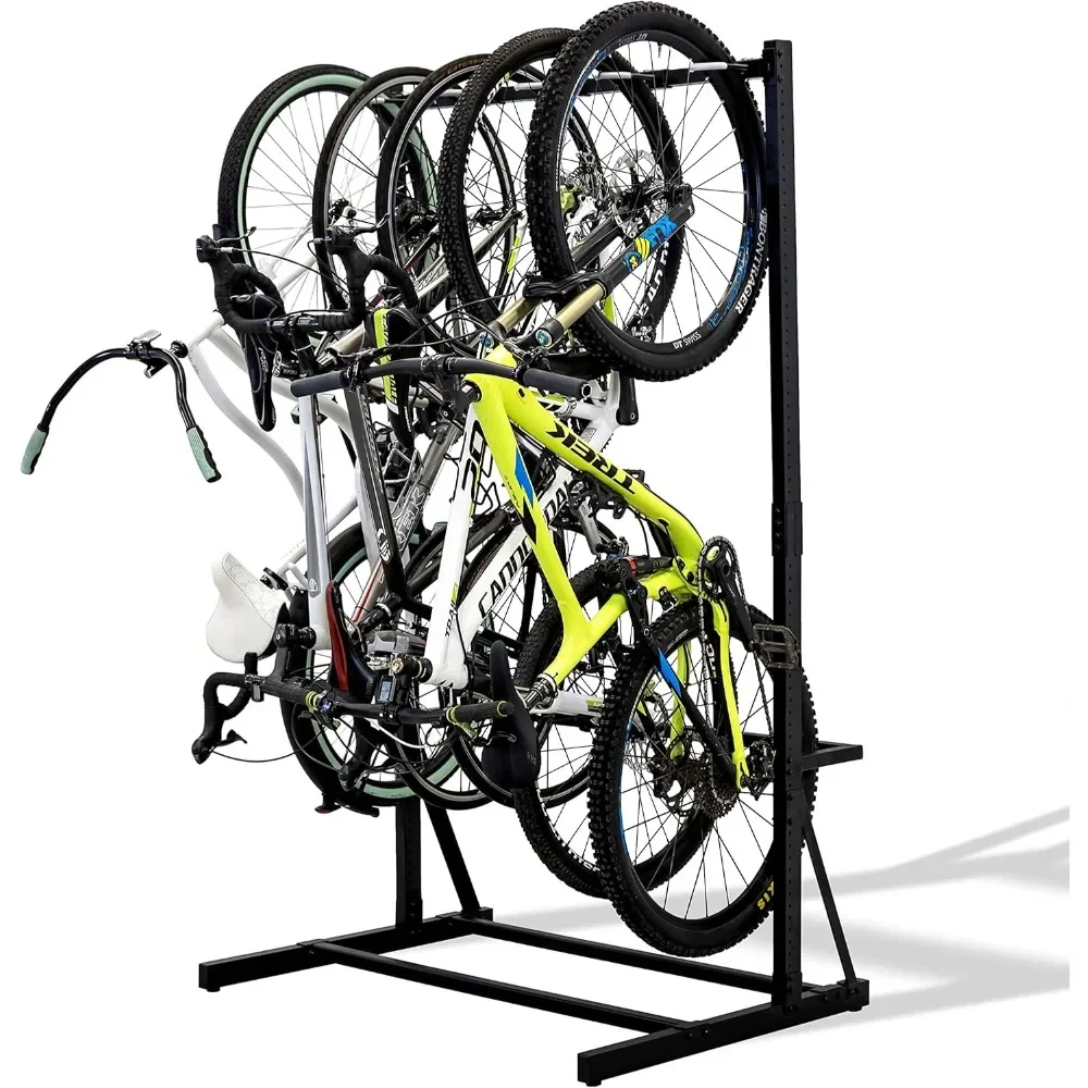 Freestanding Bike Storage Rack, Indoor Garage Floor Stand, Bicycle Organizer (5 Bike)