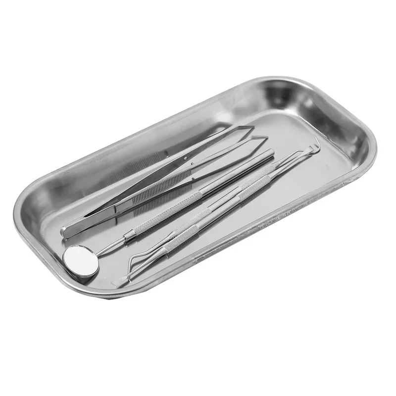 1 PCS Stainless Steel Medical Surgical Dental Dish Environmental Useful Tray With Recessed Corners Lab Instrument Tools Storage