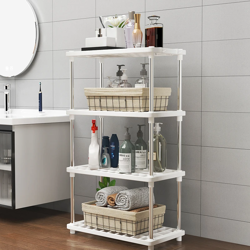 Four-Layer Multi-Functional Storage Rack Bathroom Living Room Organizing Rack Kitchen Bedroom Shelf Plastic Floor-Standing Storage Rack Bathroom Storage Storage Rack