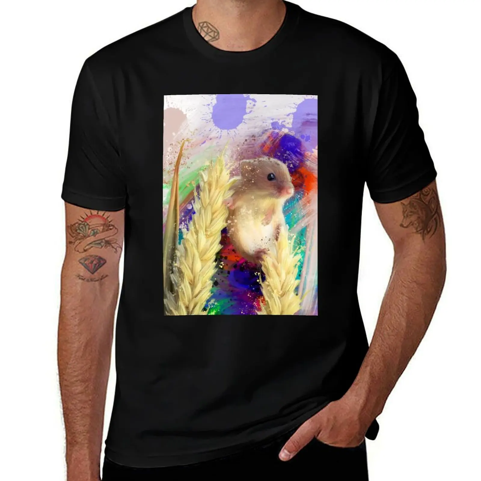 

Harry The Harvest Mouse Street Art Painting T-Shirt custom shirt cute clothes hippie clothes heavy weight t shirts for men