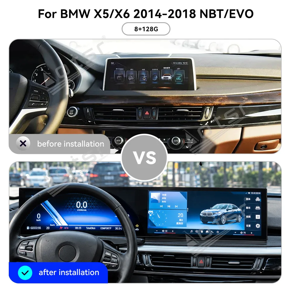 Dual 15.8inch Screen Carplay Android 14 For BMW X5 X6 F15 F16 2014-2018 NBT EVO Car Radio GPS Stereo Head Unit Multimedia Player
