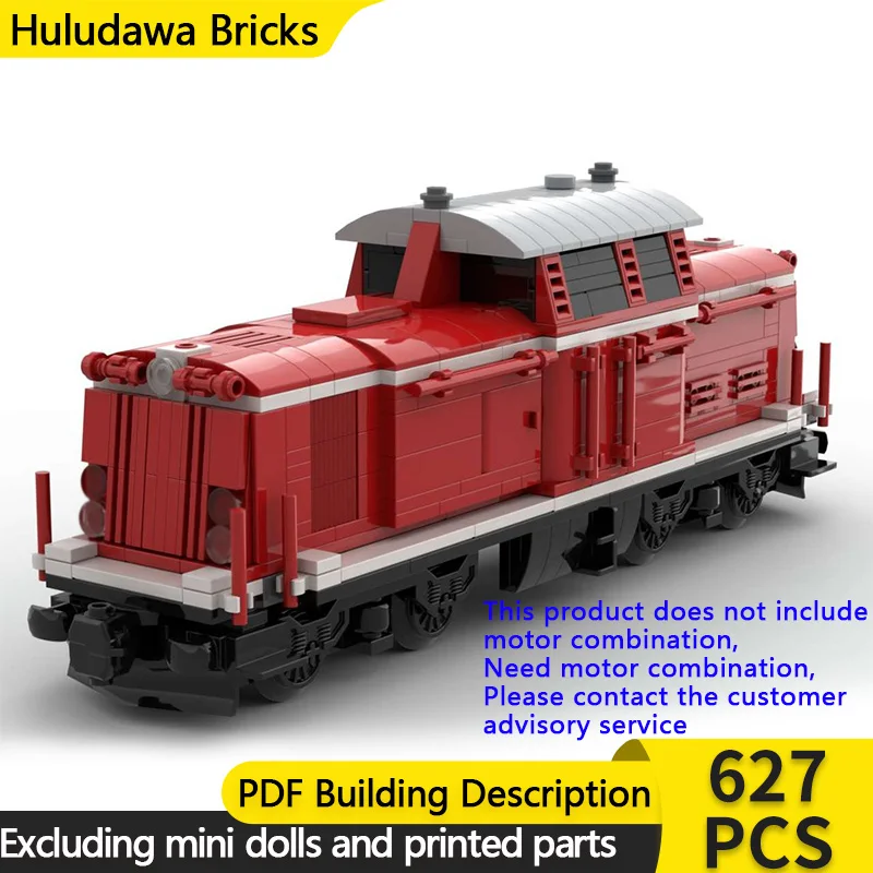 

City Car Model MOC Building Bricks Railway V-100 Diesel Locomotive Modular Technology Gifts Holiday Assemble Children Toys Suit