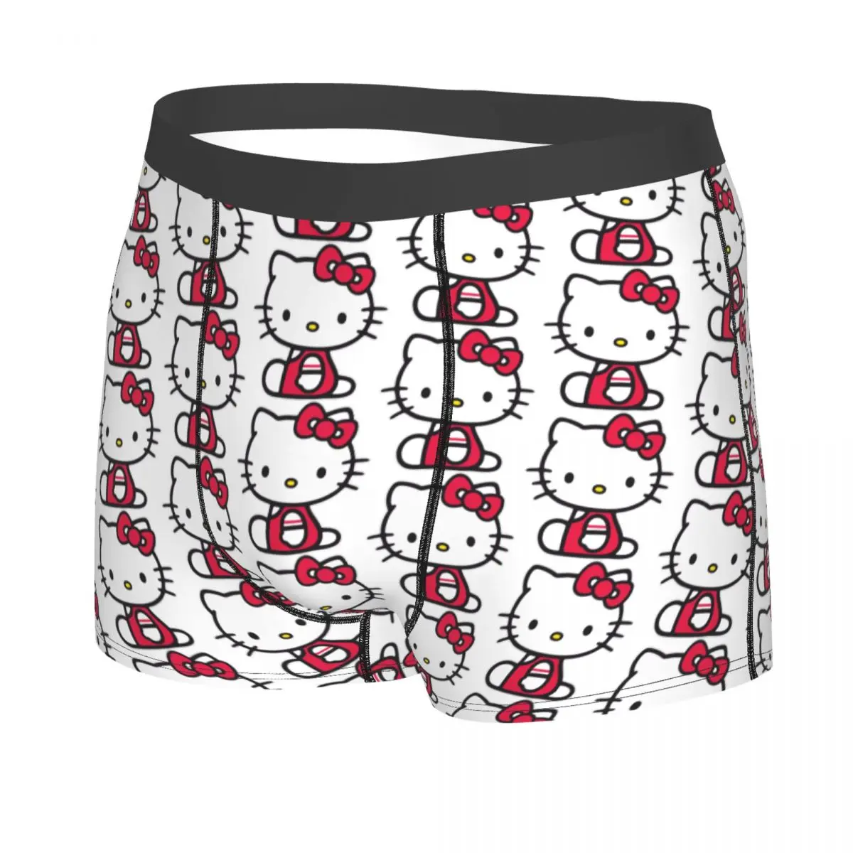 Male Funny Hello Kitty   Smile Underwear Sanrio Cartoon Boxer Briefs Breathable Shorts Panties Underpants