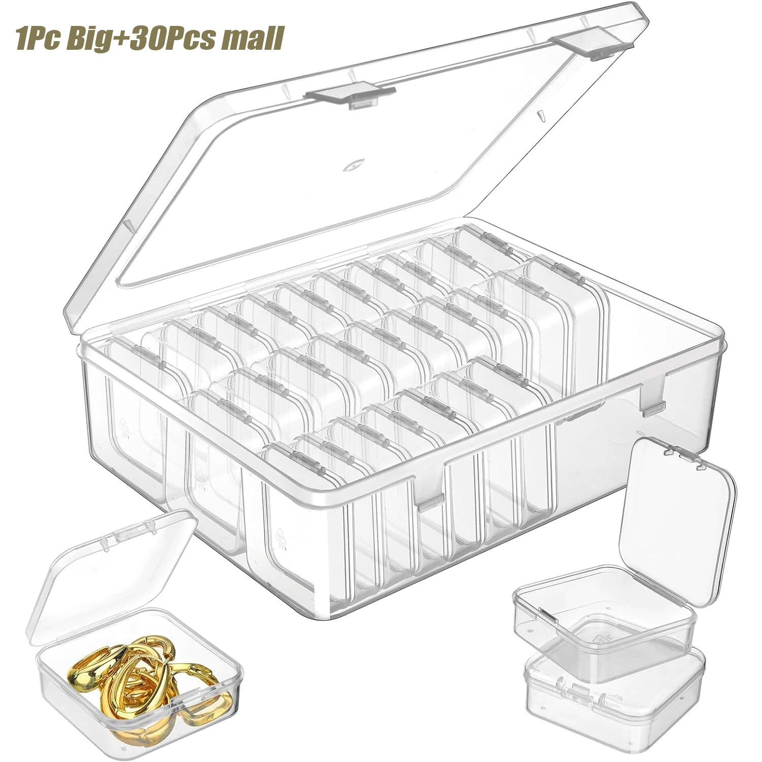 

Small Bead Storage Containers 30 Pcs Plastic Storage Organizers Stackable Art Storage Case Clear Boxes Jewelry Beads Storage Box