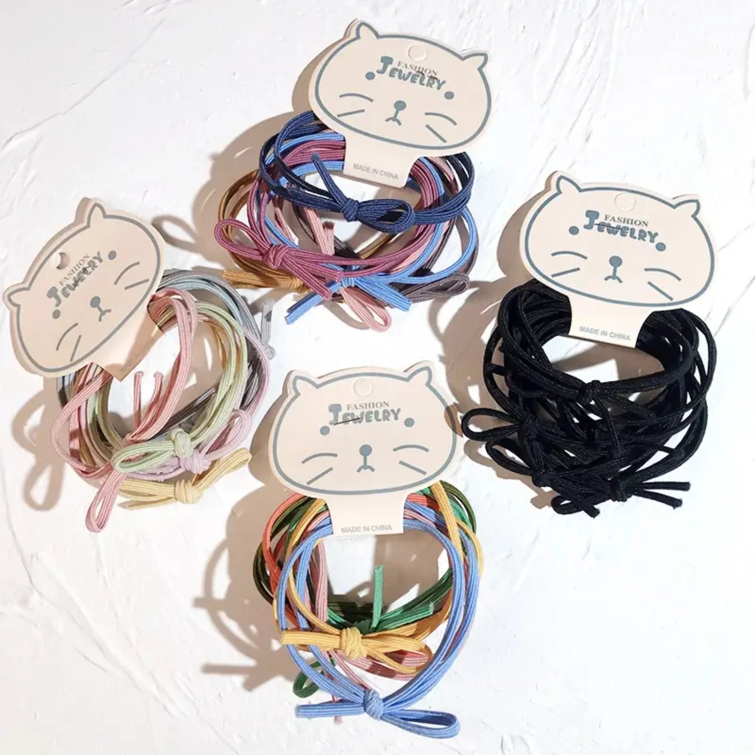 Random Color Elastic Rubber Hair Band Ties - Pack of 10