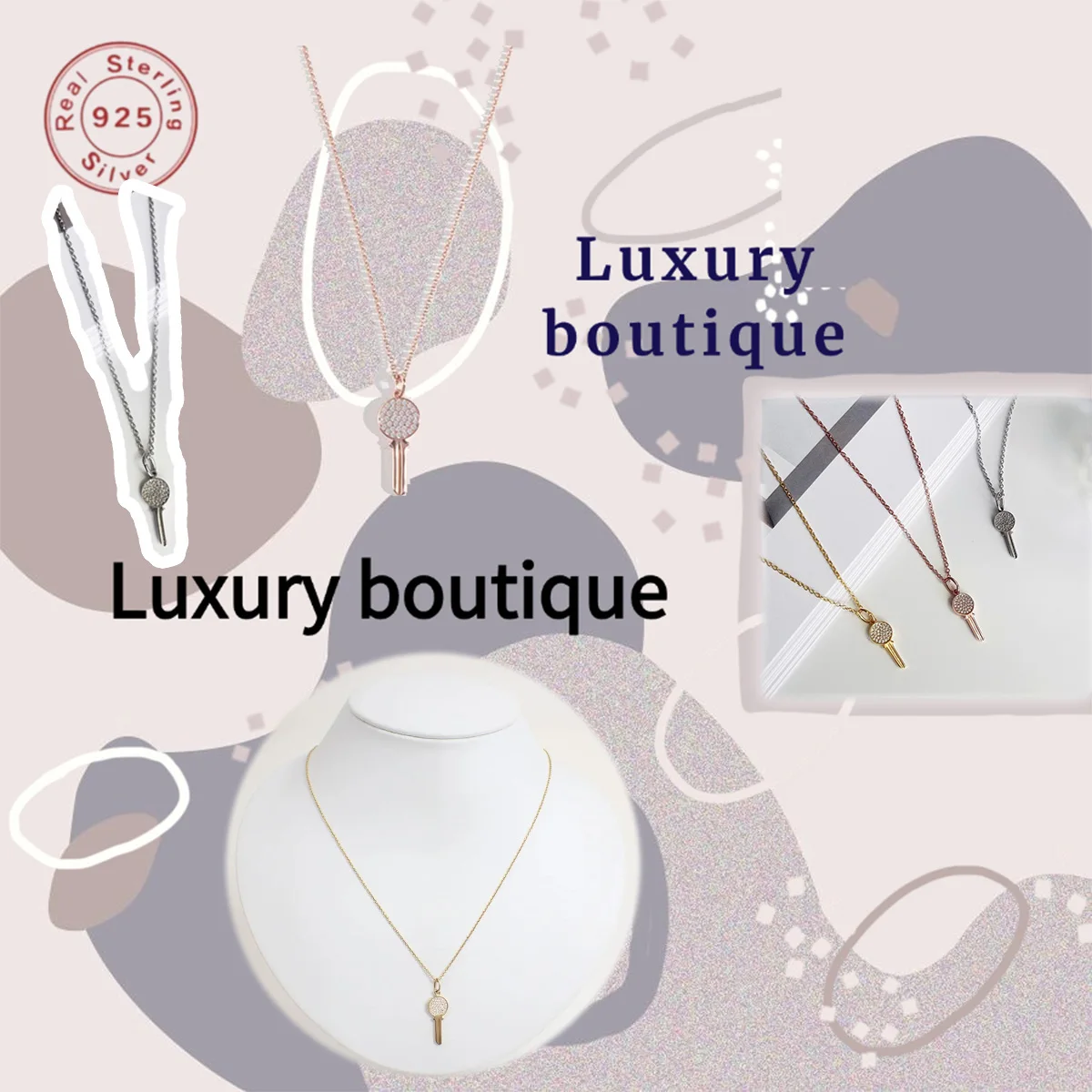 

Ожерелье из чистого серебра S925, мини-бриллиантовый комплект, круглый дизайн ключей для женского благородного роскошного фестиваля пары, ограниченный подарок