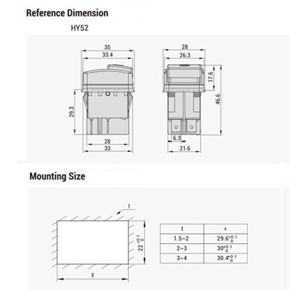 Interruptores de botón eléctricos Kedu Interruptor de botón industrial HY52 125/250V 4 terminales