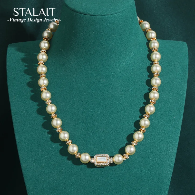 

Жемчужное колье-колье для женщин, винтажные антикварные украшения, золотой цвет, стразы, циркониевый воротник, аксессуары, свадебный роскошный дизайнер