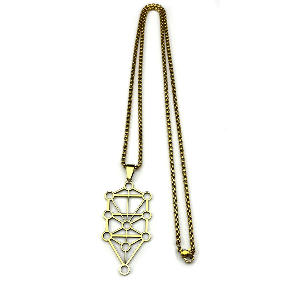 Yoga Kabbalah Sephirot Chakra Baum des Lebens Anhänger Halskette für Frauen Cabala Edelstahl Gold Farbe Hohlkette Schmuck – Detail 9