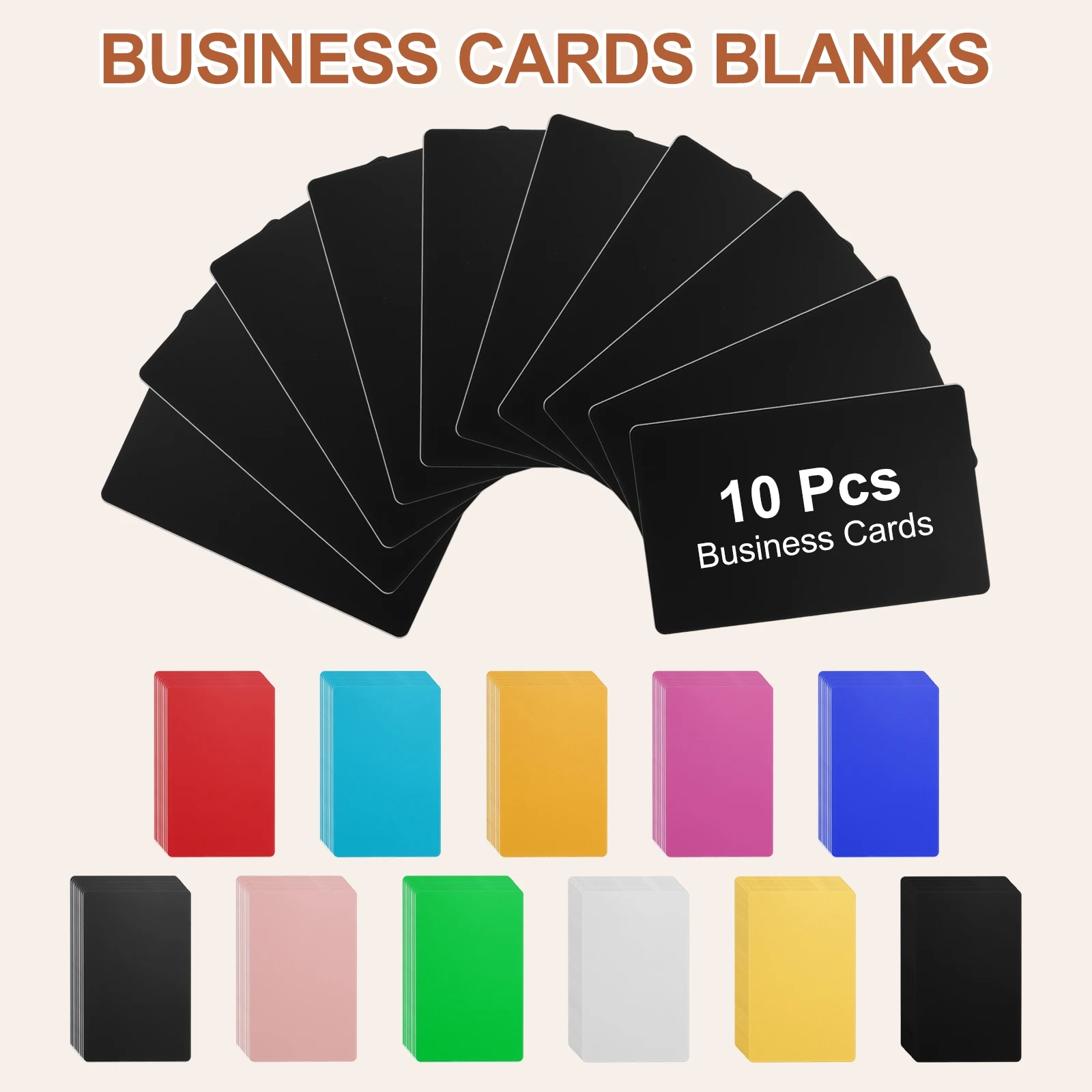 10/25Pcs Aluminum Metal Business Cards 3.4x2.1x0.02inch Colored Finish Blank Sheets for Laser Engraving DIY CNC Office House Use