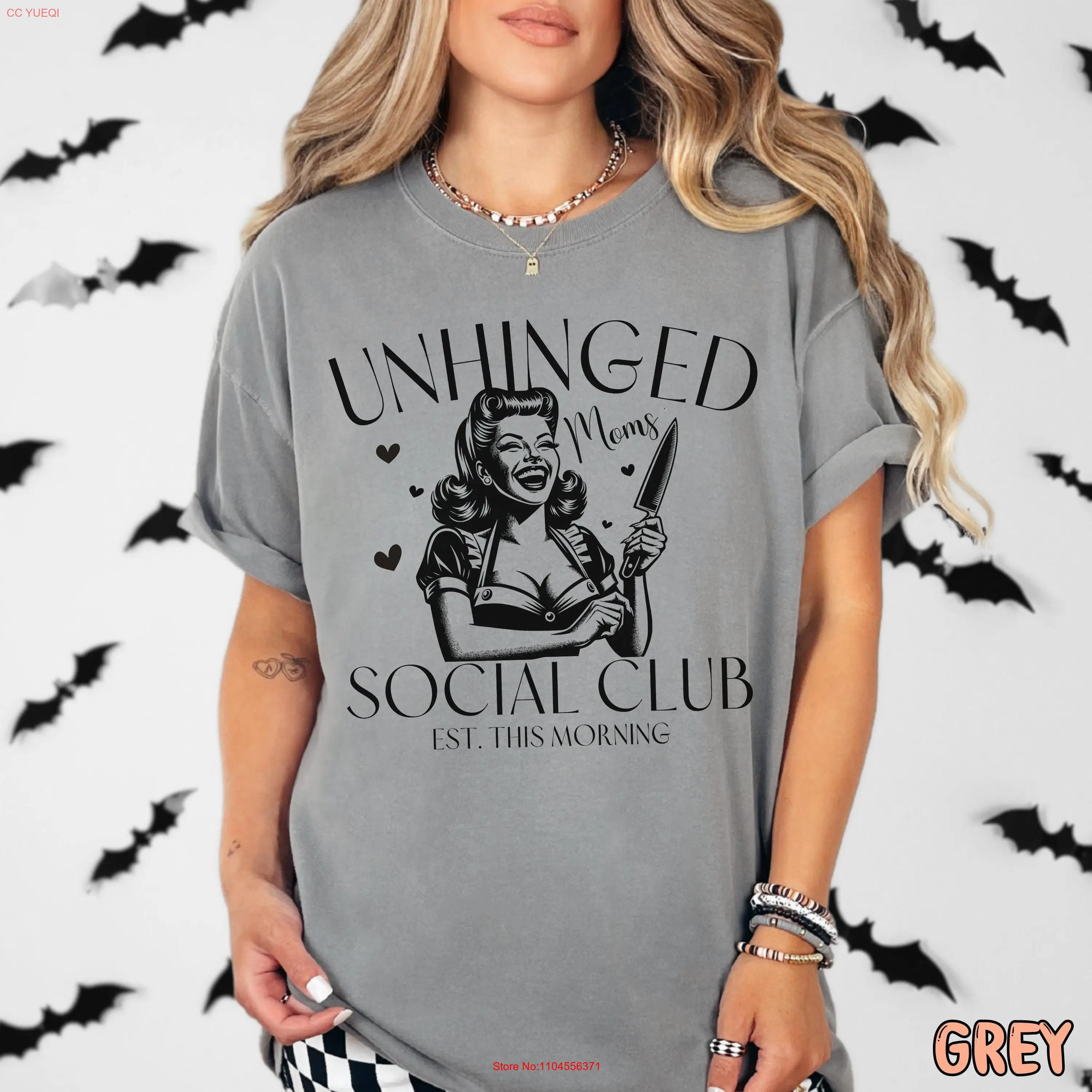 

Unhinged Mom's Social Club antisocial moms dark humor gift offensive T Shirt rude inappropriate shirts