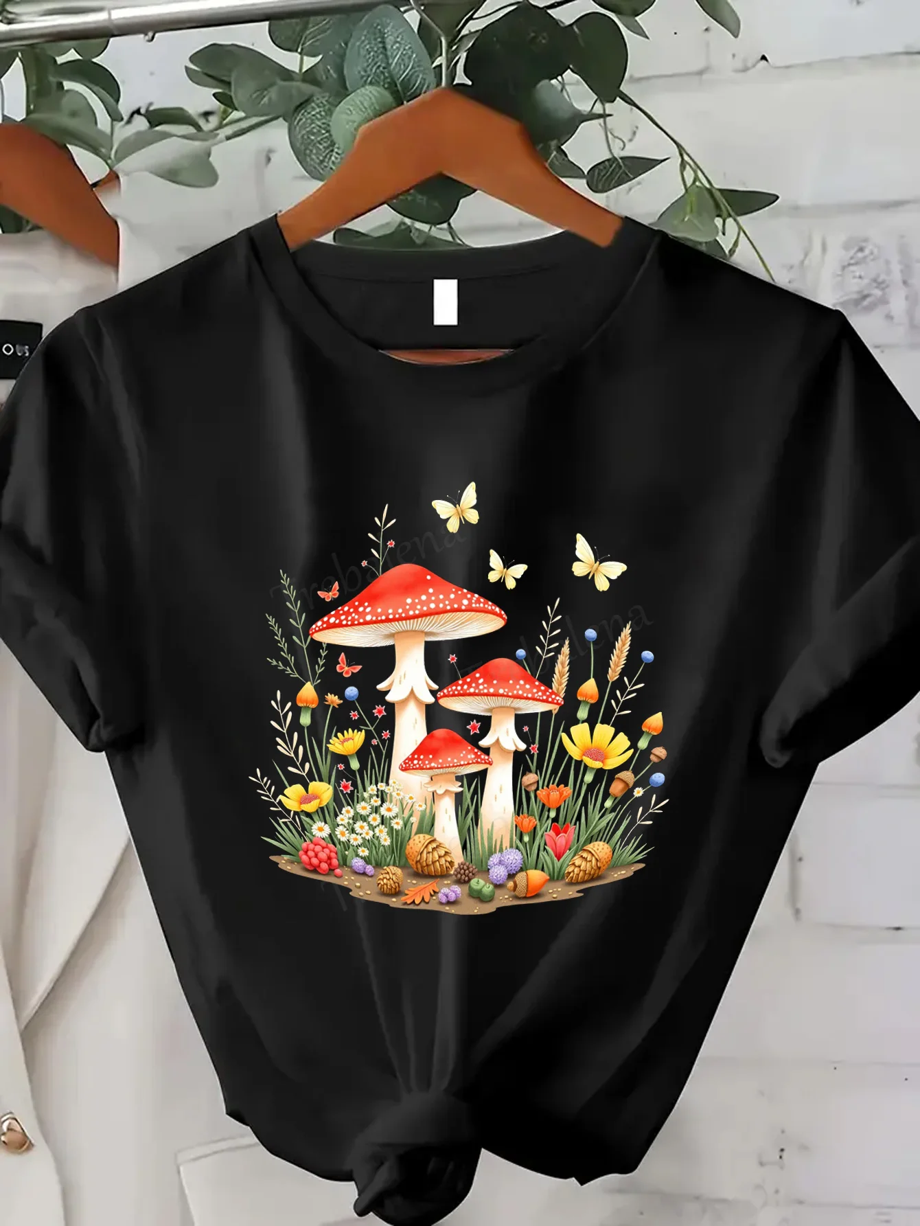 

Women T-shirt Mushroom Garden Print Women's T-Shirt - Boho Nature Style