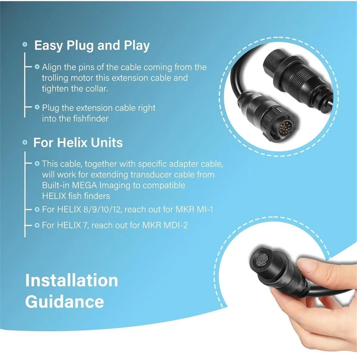 720106-1 EC M3 14W10 Transducer Extension Cable 14-Pin for and Onix Series Fish Finder 10Ft