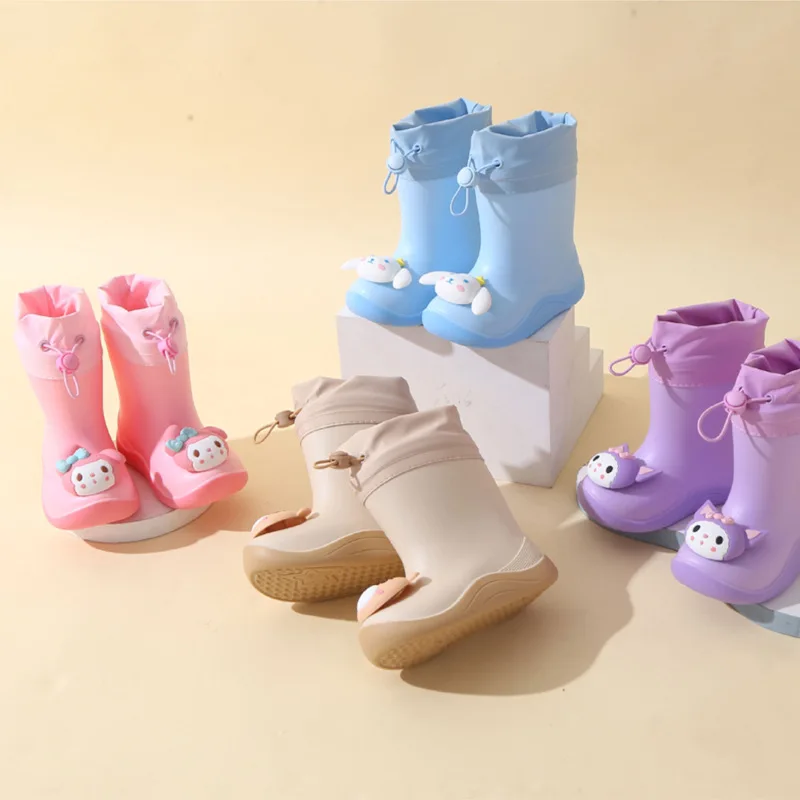 Anime Sanrio My Melody Cinnamoroll Kuromi Kindergarten Baby Boot Cute Non-Slip Waterproof Rain Boot Boy Girl Student Water Shoes