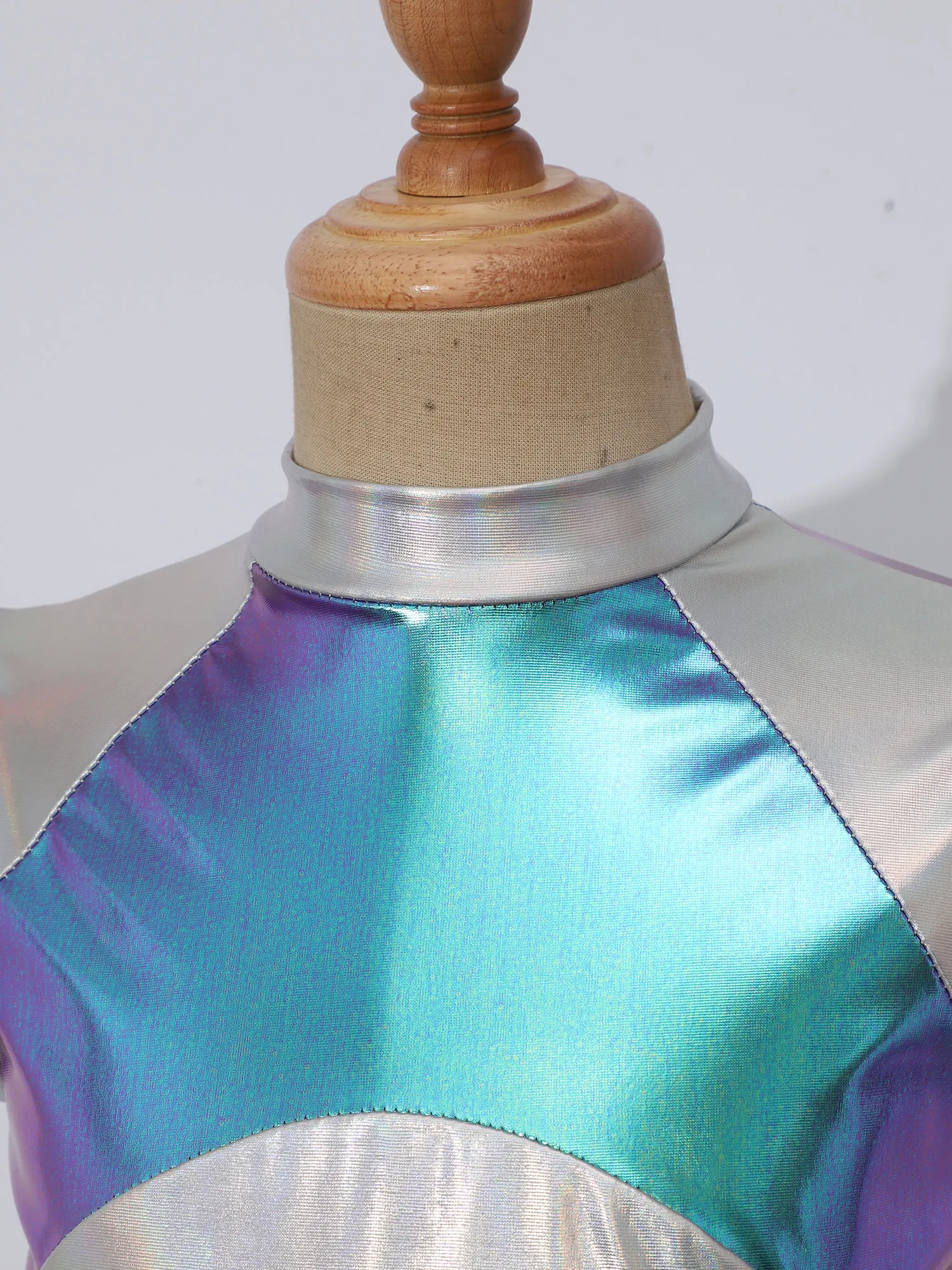 Meisjes Glanzend Alien Kostuum Halloween Outerspace Future World Cosplay Metallic Tutu Dansjurk Set Carnaval Prestaties Aankleden