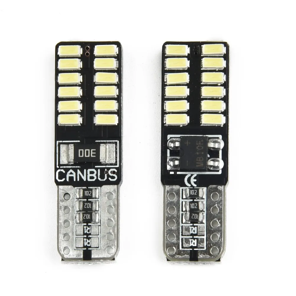 Luzes LED sem erros Canbus para carro, luzes de matrícula, 6500K, 194, T10-3014-24SMD, 10pcs