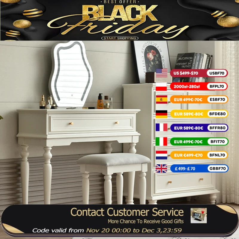 

Wood Moderno Small Vanity Table Drawer Small Room Girls Whit Dressing Table Mirror Seat Penteadeira Com Espelho Furniture