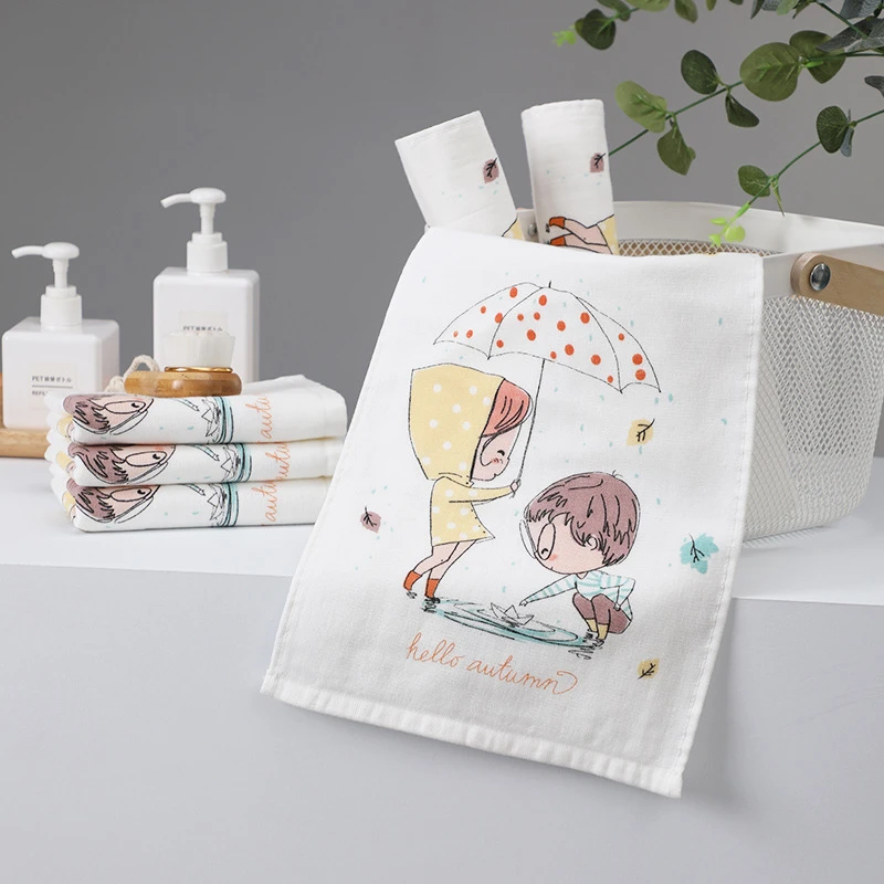 Children's Cotton Bathroom Face Towels, Kitchen, 25*50 cm, Cotton, 3 Pcs