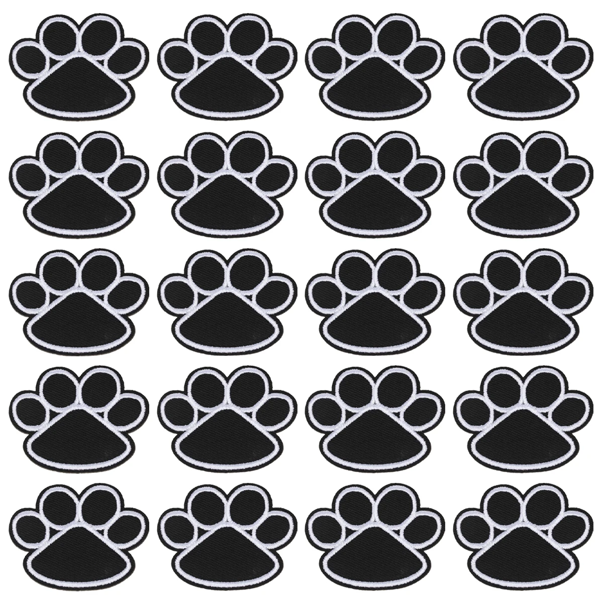 

20pcs Adhesive Cloth Patches for Clothing Bags Crafts Bright Dog Paw Embroidered Stickers Safe Fashion Accessories