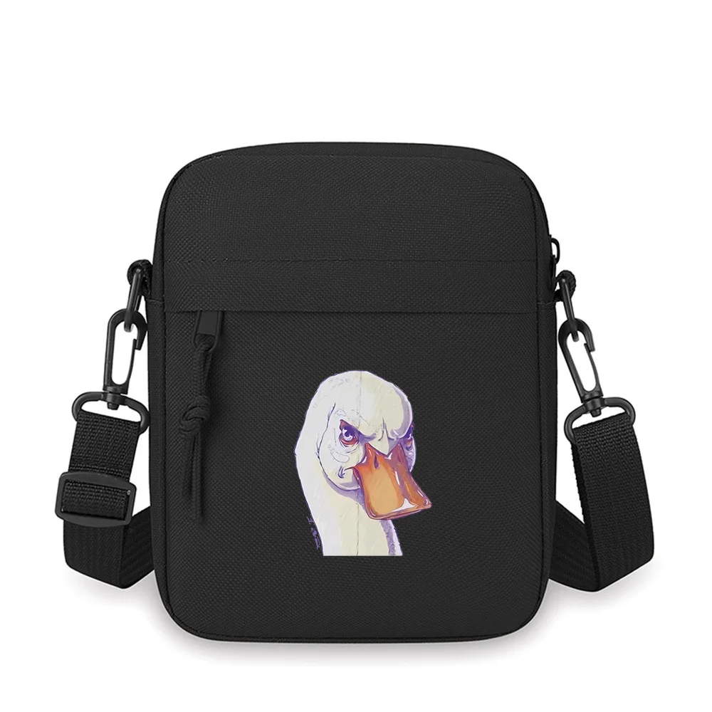 

Angry goose with orange beak Men Crossbody Bag Single Shoulder Women Cartoon Anime Film Printing Design Unisex